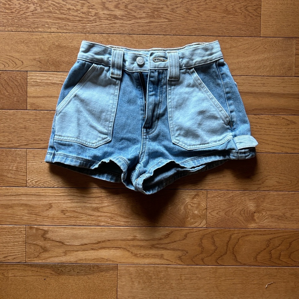 Pacsun High-Waist Two-Tone Light Blue Denim Shorts